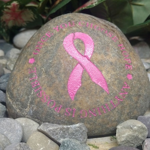 Cancer Support Rocks Pink Breast Cancer Survivor Awareness Recovery Remission Remembrance ...