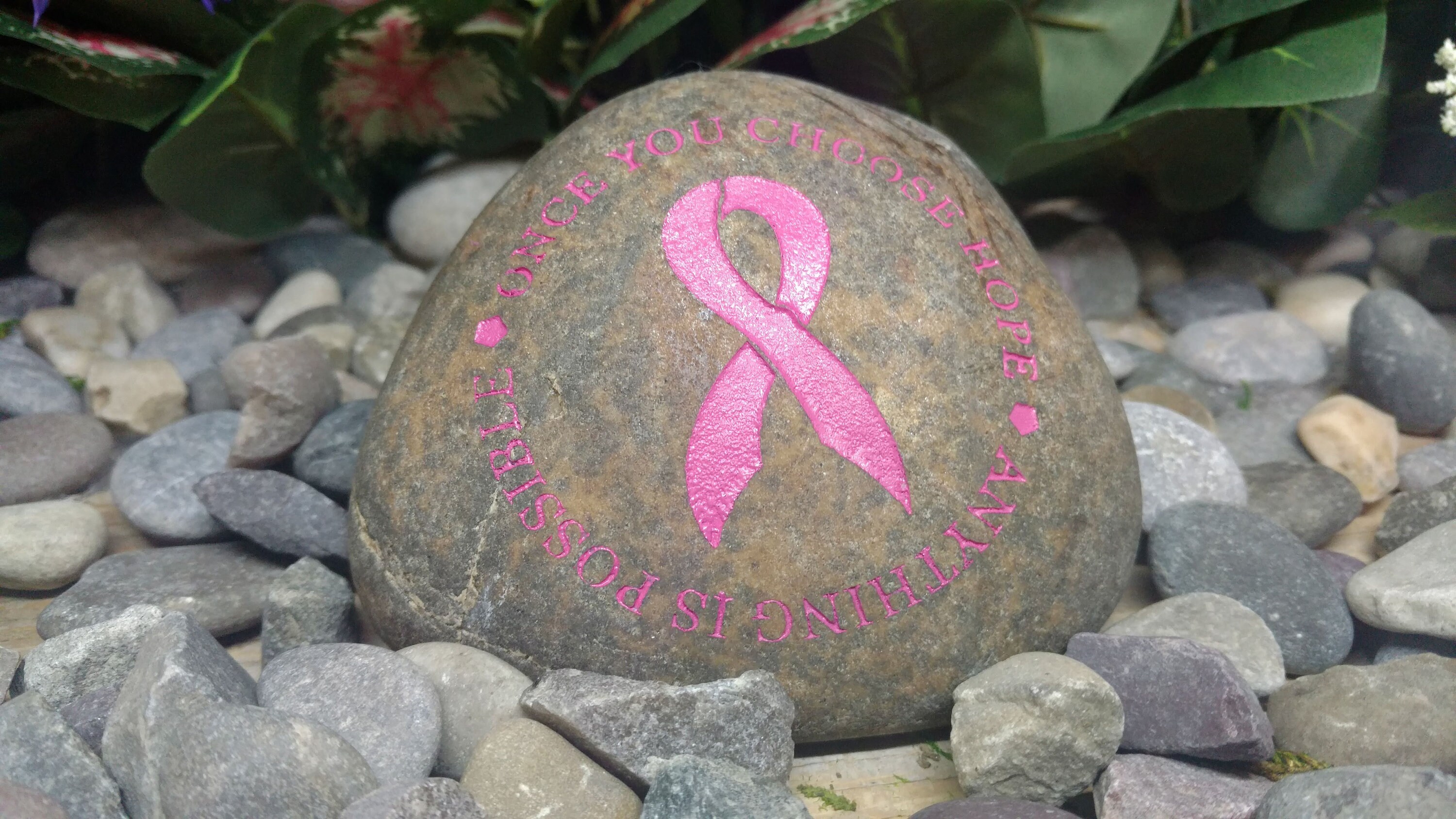Cancer Support Rocks Pink Breast Cancer Survivor Awareness Recovery Remission Remembrance ...
