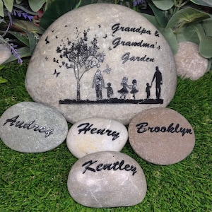 10in Grandma Garden Rock 3in Name Stones Kids Custom To Order Carved namesake family stone engraved rocks garden stones etched etched Etch