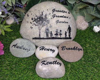 10in Grandma Garden Rock 3in Name Stones Kids Custom To Order Carved namesake family stone engraved rocks garden stones etched etched Etch