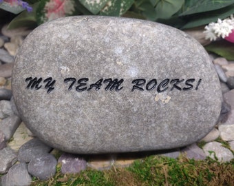 Team Building Management Appreciation Group Inspirational Stones River Rocks Custom Order Carved Stone Engraved Garden Etched Etching