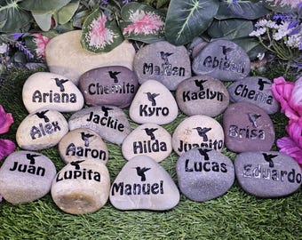 5 in Names Hope inspirational Stones Garden River Rocks Kids personnalisé nom de famille du même nom sculpté en pierre gravé jardin gravé roche etch River