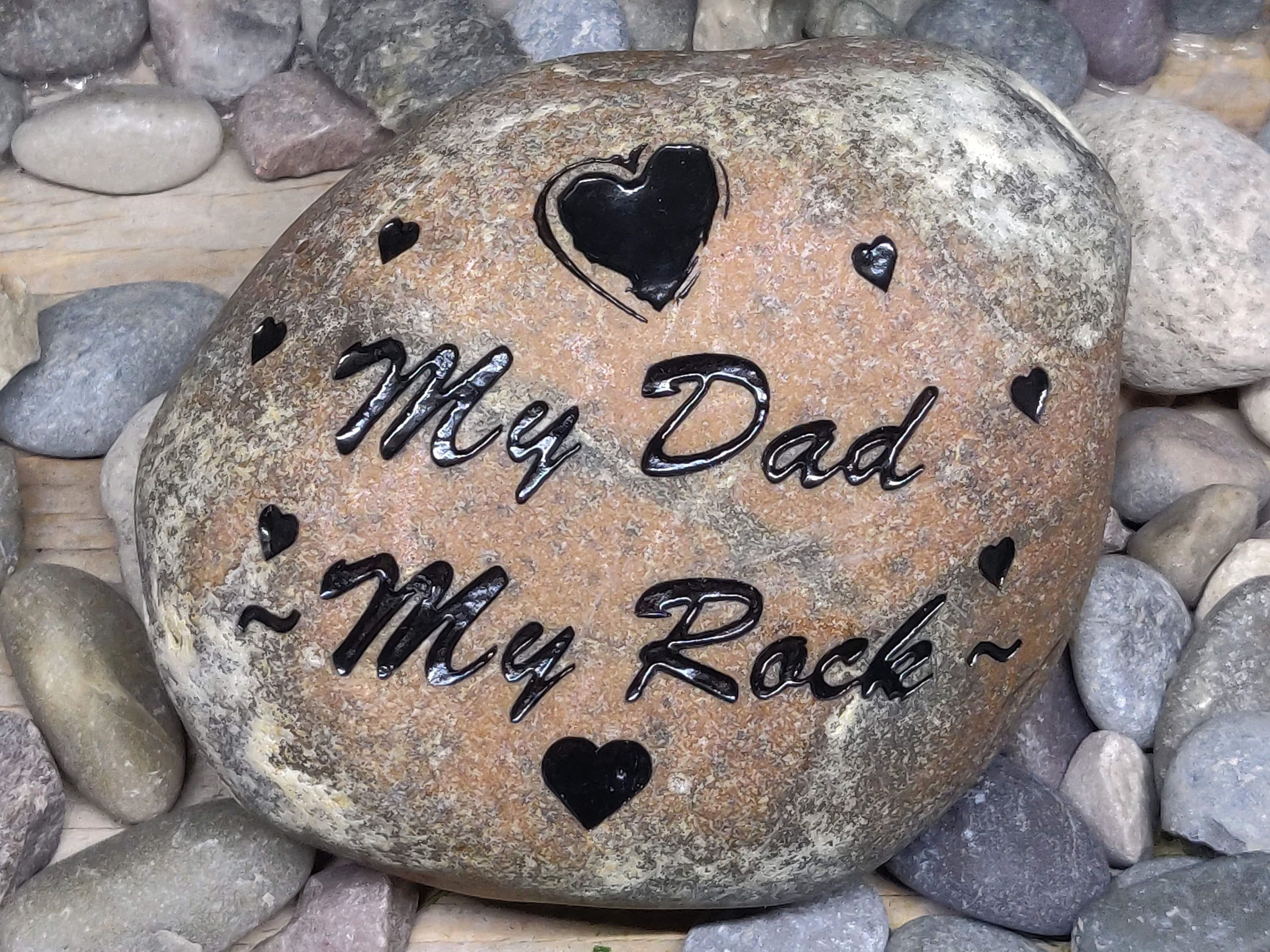 My Dad My Rock Fathers Day Stones Garden Rocks Kids Custom To | Etsy