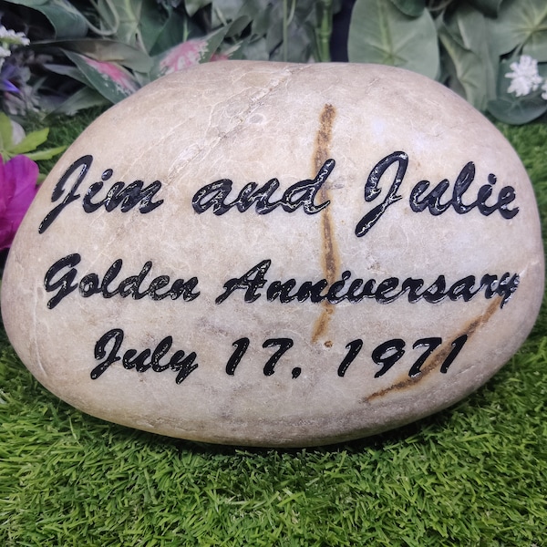 Anniversary Golden Anything Added Hope Inspirational Stones River Rocks Custom Order Carved Namesake Stone Engraved Garden Etched Etching