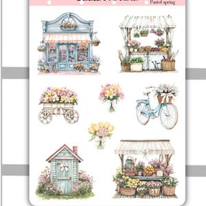 Pastel lente decoratief stickervel, lenteseizoenstickers, plannerstickers, Bullet Journal, dagboekstickers, scrapbooking