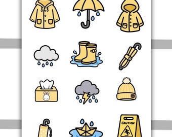 Kawaii Rainy Days Decorative Stickers #3 – Planner, Journal, Scrapbook