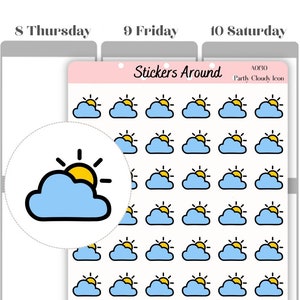 Adesivo icona meteo parzialmente nuvoloso / Planner, calendario e adesivi Bullet Journal