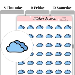Adesivo icona tempo nuvoloso / Planner, calendario e adesivi Bullet Journal