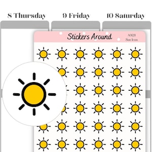 Adesivo icona sole / Planner, calendario e adesivi Bullet Journal