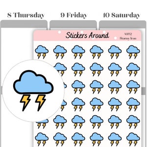 Adesivo icona tempo tempestoso / Planner, calendario e adesivi Bullet Journal