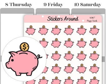 Piggy Bank Planner Sticker, Savings Sticker, Budget Sticker, Functional Icon Sticker, Banking Sticker, Calendar and Bullet Journal Sticker