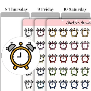 Alarm Clock Planner Stickers, Clock Stickers, Alarm Reminder Sticker, Time Stickers, Wake Up Stickers, Watch Stickers, Functional Icon A0106