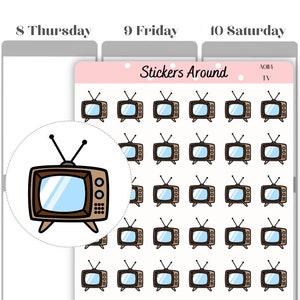 TV Icon Planner Sticker, Tv Doodle Sticker, Retro TV Sticker, Television Icon Sticker, Binge Watch TV Sticker, Calendar & Bullet Journal