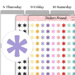 May include: A sheet of colorful star stickers with a variety of colors including yellow, orange, red, pink, purple, blue, and green. The sheet is labeled "Stickers Around" and "Asterisk 2".