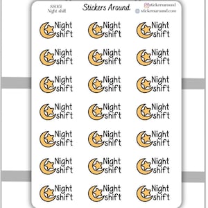 Pegatinas para planificador con guión de turno de noche, pegatinas para planificador con guión de turno de trabajo, pegatinas para planificador, pegatinas para calendario y pegatinas para bullet journal