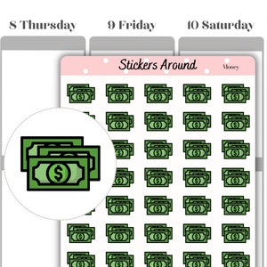Money Icon Sticker, Pay Day Planner Sticker, Payday sticker, Cash Icon, Budgeting, Finance Sticker,  Financial Planning, Dollar Bill