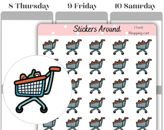 Shopping Cart Icon Planner Sticker, Grocery Shopping Planner Sticker