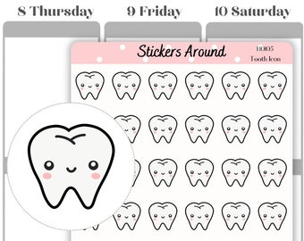 Dentist Planner Sticker, Dentist Icon Sticker, Tooth Doodle Sticker, Dental Care Sticker for Calendar, Planner and Journal