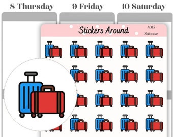 Travel Suitcase Planner Sticker, Suitcase Icon Sticker, Vacation Sticker, Luggage Icon Sticker, Trip Planner Sticker, Wanderlust Sticker