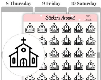 Church Icon Planner Sticker, Mini Church Icon Sticker, Church Doodle Sticker, Functional Icon Sticker, Calendar Sticker, Devotional Stickers