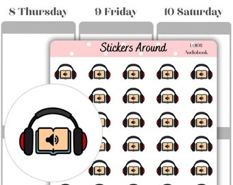 Sticker agenda icône livre audio, sticker calendrier et sticker Bullet Journal
