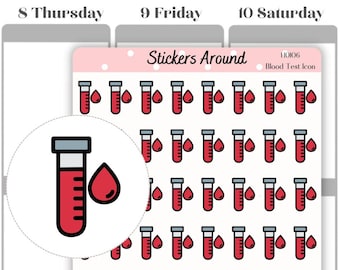 Blood Test Planner Sticker, Blood Draw Sticker, Blood Work Sticker, Icon Planner Sticker, Calendar and Bullet Journal Stickers