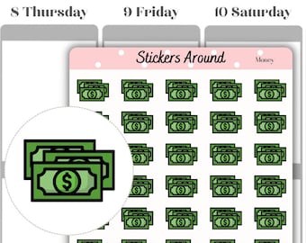 Money Icon Sticker, Pay Day Planner Sticker, Payday sticker, Cash Icon, Budgeting, Finance Sticker,  Financial Planning, Dollar Bill