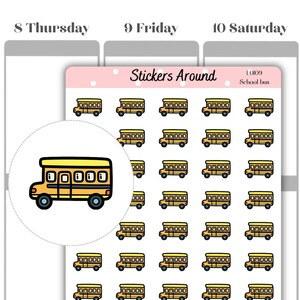 Adesivo pianificatore icona scuolabus, adesivo calendario e adesivo bullet journal