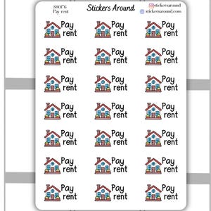 Pay Rent Script Planer Sticker, Finanzierung Sticker, Kalender Sticker und Bullet Journal Sticker