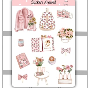 Spring Decorative Stickers 1 | Spring Deco Sticker Sheet | Planner Stickers, Bullet Journal, Journaling stickers, Journal Sticker