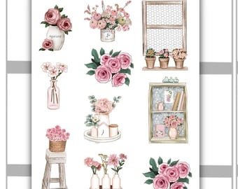 Spring Decorative Stickers 2 | Spring Deco Sticker Sheet | Planner Stickers, Bullet Journal, Journaling stickers, Journal Sticker