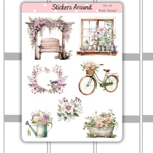 Rustikaler Frühling Dekoratives Sticker Blatt #1 | Frühling Deko Sticker Bogen | Planner Aufkleber, Bullet Journal, Journaling Aufkleber, Scrapbooking
