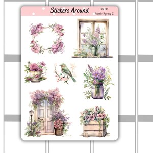 Rustic Spring Decorative Sticker Sheet #2 | Spring Deco Sticker Sheet | Planner Stickers, Bullet Journal, Journaling stickers, Scrapbooking