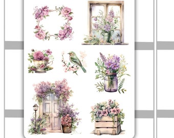Rustykalny arkusz naklejek dekoracyjnych „Wiosna” nr 2 | Arkusz naklejek dekoracyjnych „Wiosna” | Naklejki do planera, Bullet Journal, Naklejki do dziennika, Scrapbooking