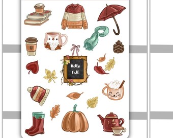 Foglio di adesivi decorativi autunnali, adesivi decorativi autunnali per planner, bullet journal, adesivi per journaling, adesivi per journal