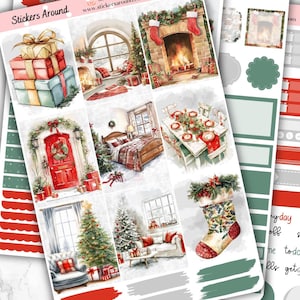 Verticale kerstpakketstickers | Plannersticker met brede kolommen van 1,5 inch