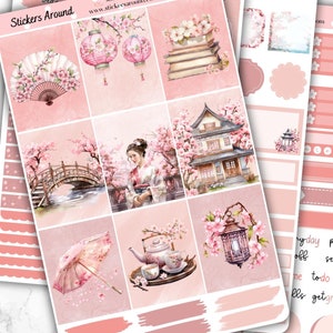 Kirschblüten Vertikale Kit Planer Aufkleber, Sakura Planer Aufkleber, 1,5 "breite Spalten Planer Aufkleber