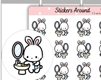 Bathroom Sink Cleaning Planner Stickers, Hand Drawn Cleaning Stickers, Bathroom Chore Stickers, Home Cleaning Planner