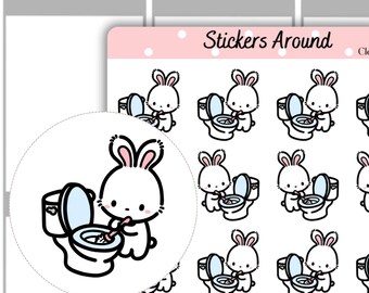 Toilet Cleaning Planner Stickers, Bathroom Cleaning Stickers, Toilet Chore Stickers, Cleaning Planner Stickers, Hand Drawn Stickers