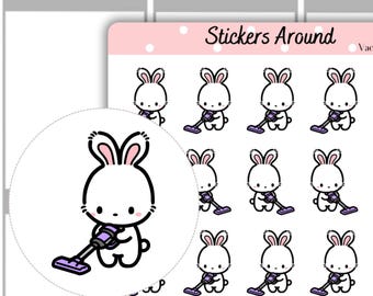 Vacuum Floor Planner Stickers, Cleaning Planner Stickers, Housework Stickers, Chore Planner, Home Cleaning, Hand Drawn Stickers
