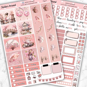 Kirschblüte Wochenplaner Aufkleber Kit für Hobonichi Cousin, Sakura Planer Sticker, Hobo Cousin Planner Sticker