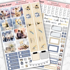 Feliz Ano Novo - Kit de adesivos para planejador semanal para primo Hobonichi, adesivo para planejador de primo Hobo
