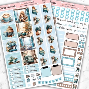 Cozy Winter Coffee - Weekly Planner Stickers Kit for Hobonichi Cousin, Hobo Cousin Planner Sticker