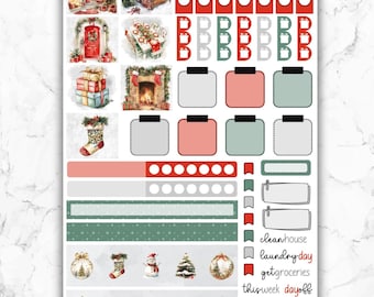 Navidad - Pegatinas para planificador semanal de Hobonichi Weeks, pegatinas para planificador semanal de Hobo Techo Weeks