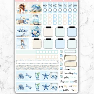 Summer Beach - weekplanner sticker voor Hobonichi Weeks, Hobo Techo Weeks planner sticker