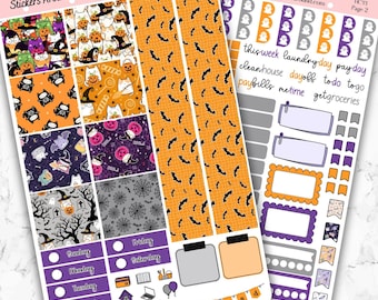 Halloween Cat - Weekly Planner Stickers Kit for Hobonichi Cousin, Hobo Cousin Planner Sticker