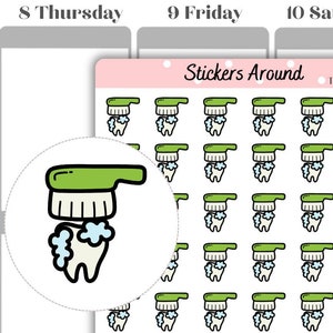 Adesivos de ícones de escovação de dentes | Adesivos de planejador e adesivos de diário de marcadores