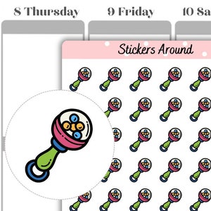 Adesivi con icona sonaglio per bambini / Adesivi per planner e adesivi per bullet journal