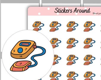 Blood Pressure Monitor Planner Stickers, BP Tracking Icons, Hypertension Health Log, Medical Reminder, Doctor Schedule Sticker