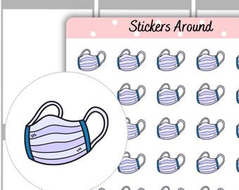 Face Mask Planner Stickers, Surgical Mask Icons, Medical Health Tracker, Sick Day Doctor Schedule